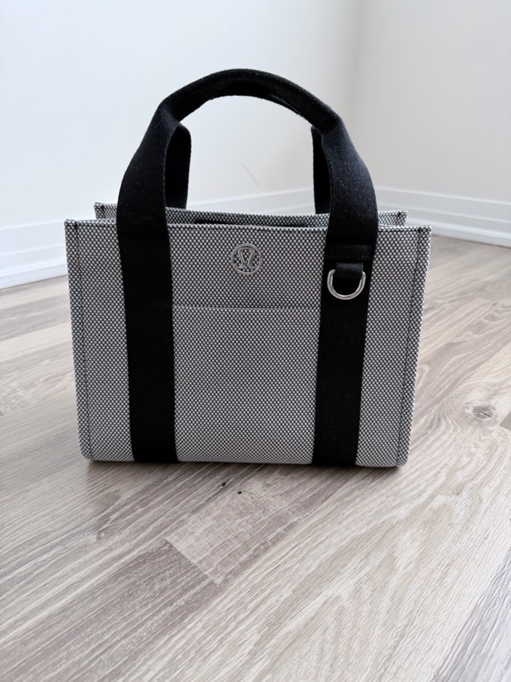 lululemon athletica Black & White Canvas Messenger Tote